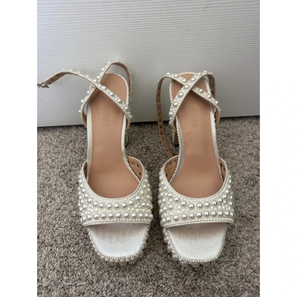 Steve Madden Assured Platform Sandal – Pearl White – Women's Size 8 – Like New - Picture 2 of 7